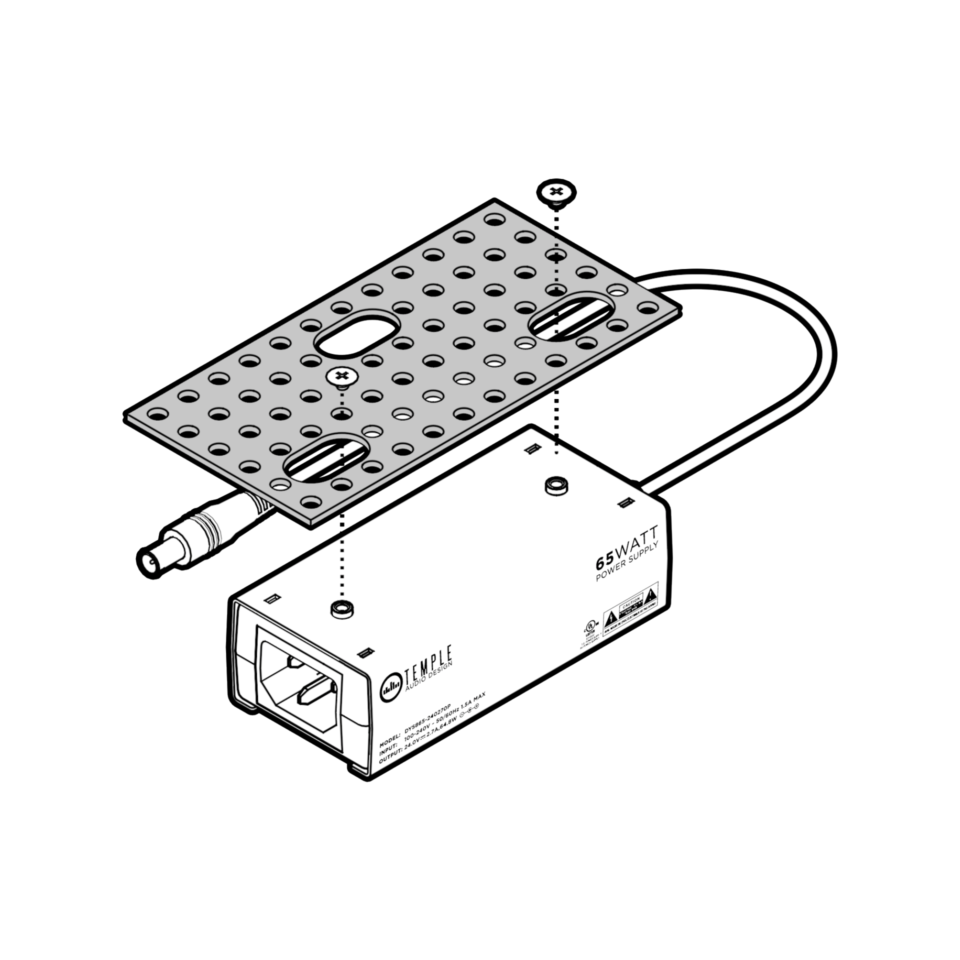 65W Power Brick and Bracket ISO